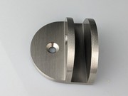 Glass Shelf Bracket - Round 50mm x 43mm x 24mm with Horizontal Leg - Brushed Nickel